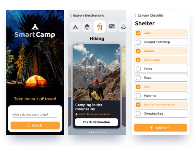 Camping App Concept adventure camping concept design hiking hobbies mobile nature outdoors ui ux