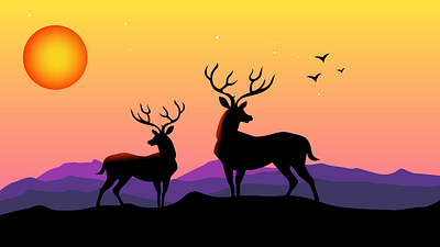 Deer Landscape Illustration deer deer logo deers design flat illustration landscape landscape design landscape illustration logo ui ux vector vector art vector illustration vectors