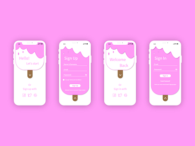 Mobile Sign up and Sign in Forms app challange dailyui dailyui001 dailyuichallenge design lovely pink pinky sign in form sign in page sign in ui sign up sign up form sign up page sign up ui ui ux