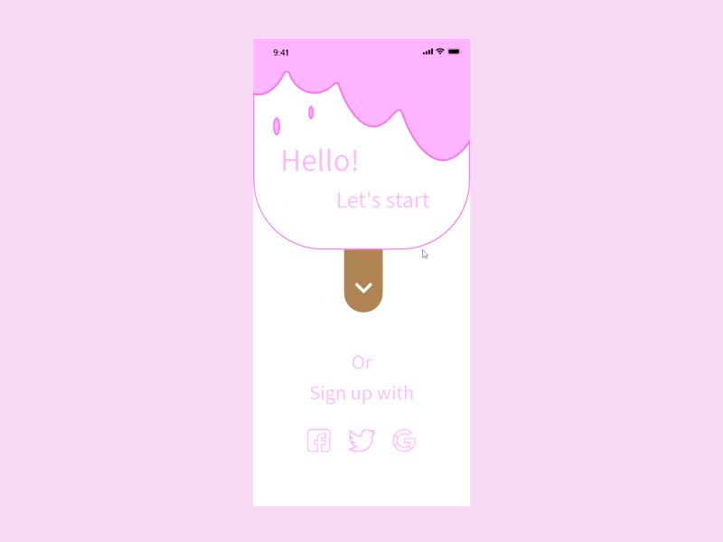 Sign-Up & Sign-In Forms For an App app challange dailyuichallenge design gif ice cream pinky prototype sign in form sign in page sign up form sign up page sing up ui