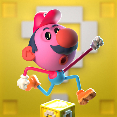Wa-hoo! 3d 3d art 3dmodelling animation cgi character character design colorful illustration mario nintendo render videogames