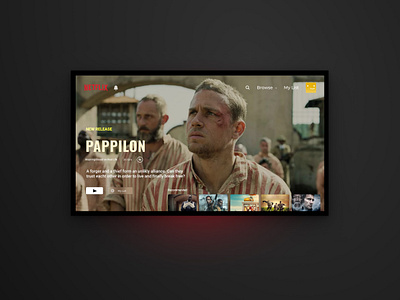 Daily UI 025 - TV App dailyui dailyui025 dailyui25 dailyuichallenge movies netflix pappilon redisign uxdesign