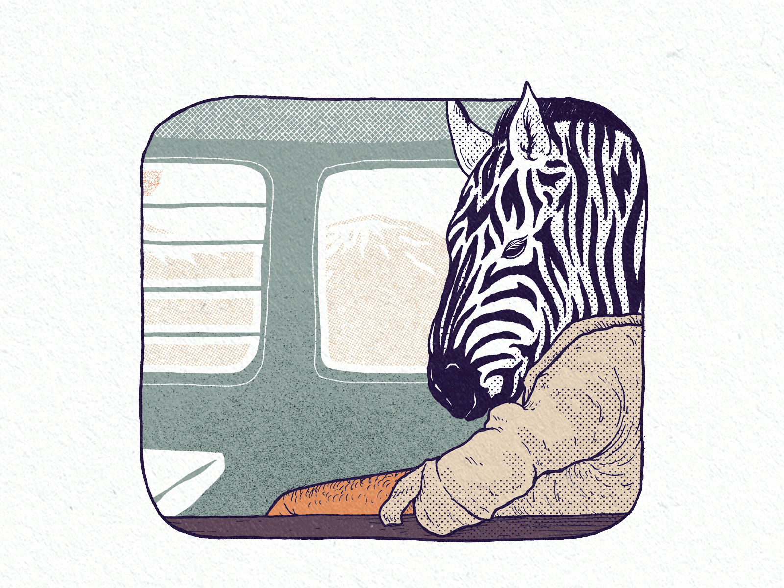 Wanderlust drawing illustration mountains train travel traveling wander wanderlust zebra