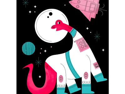 dino in space graphic illustration space