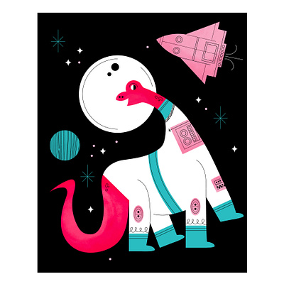 dino in space graphic illustration space