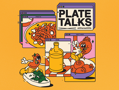 plate talks x still life character character design characters design flat food illustration illustraion receipt still life stilllife team