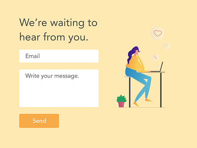 Daily UI Challenge, Day 028: Contact Us Page app art dailyui design flat fun illustration minimal ui ux
