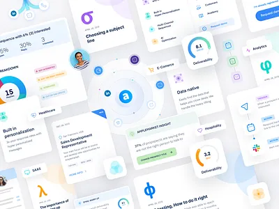 Amplemarket UI Elements ai artificial intelligence automation blue clean prospects saas sales sales intelligence sales intelligence sales reps ui elements ui kit webdesign
