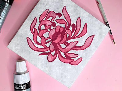 Pink chrysanthemum chrysanthemum design flower flowers illustration paint painting pink plants process