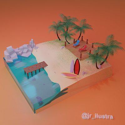 My private island 3d art 3dillustration blender3d blendercycles color3d illustration lowpoly3d modelling