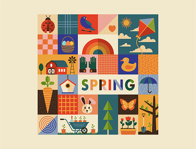 Spring Squares boxes icon design squares