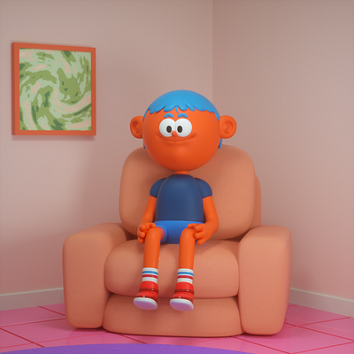 el sillon de pensar 3d c4d character design cute kawaii octane sofa
