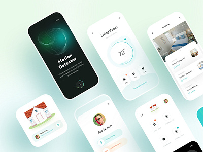 Home Security Camera App UI Map cloud app creative dashboard data visulization graphics home illustration interface minimal mobile mobile app design onboarding ui product design security app smart smarthome thermostat ui ux