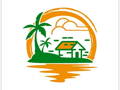 island beach flat illustration island logo sunrise sunset vector