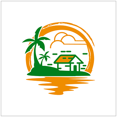 island beach flat illustration island logo sunrise sunset vector