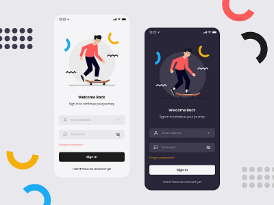 Skate - Fancy Login UI Design app art design flat illustration minimal mobile app typography ui ux