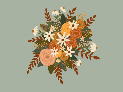 Fall Flowers bouquet daisies daisy flower flowers illustration