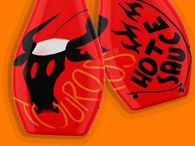 Touros HOT SAUCE design advertising campaign bottle bottle label branding design fooddesign illustration logo logodesign typography