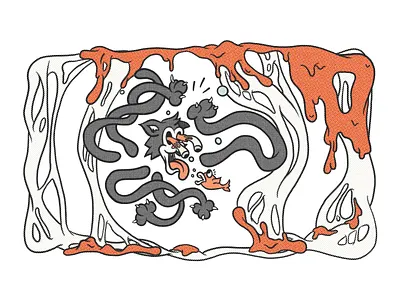 Here fishy, fishy cat fish hungry illustration parallax