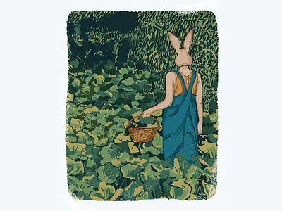 Dinner Hunt artwork cabbage contemporary art digital art dinner illustration illustration art illustration artist procreate procreate art rabbit surreal art visual art
