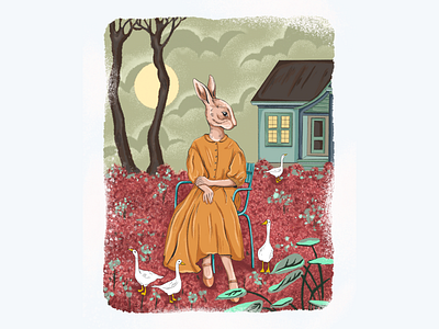 In my lawn art artwork contemporary art digital art digital painting illustration illustration art illustration artist illustrator procreate procreate art rabbit surreal art visual art