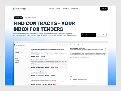 Hero Design for FindContracts herodesign landingpage landingpagedesign saas startup uidesign uxdesign website websitedesign