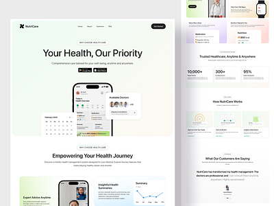 NutriCare - Health Care Landing Page design footer health healthy hero landing page ui design uiux website