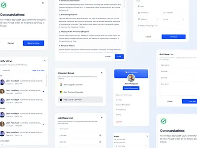 Popups Designs add new app congratulatios connect email edit account health mobile modal model modern new list notification popup popups profile profiles success web app web design web product