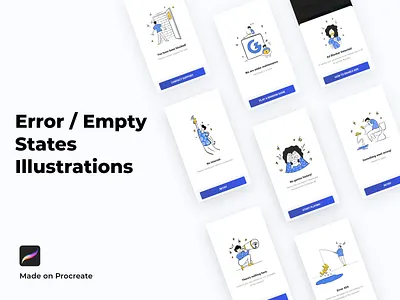 Empty States empty screen empty states error 404 error message error page error states illustration art procreate art procreateapp product design ui illustration