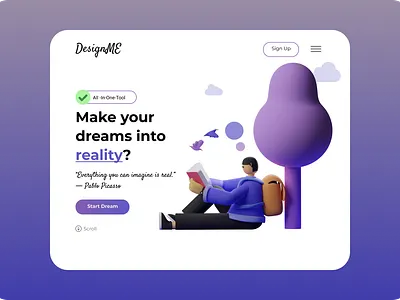 DesignMe Landing Page app branding design flat illustration minimal typography ui ux web website
