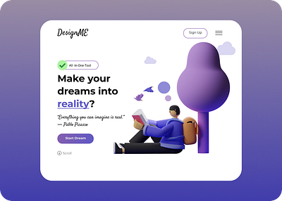 DesignMe Landing Page app branding design flat illustration minimal typography ui ux web website