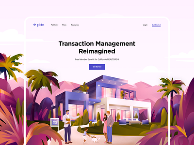 Glide Website Illustration agent broker cuberto graphics house icons illustration interface real estate realtor sale ui ux web