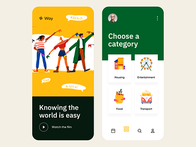 Way - Mobile Application Design colors design icon illustration illustrator mobile mobile app mobile design mobile ui ui uiux ux