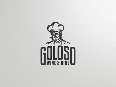goloso chef dine illustration logo wine