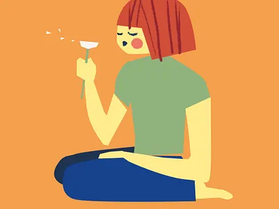 Girl with dandelion illustration