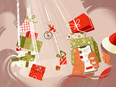 Xmas Discounts balance bonus bonuses character character design christmas design drawing gift gift box illustration payment secure texture tightrope walker ui ux web xmas