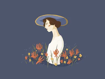 Donna Schuster reillustrated digital digital art flowers illustration lady personal purple redraw