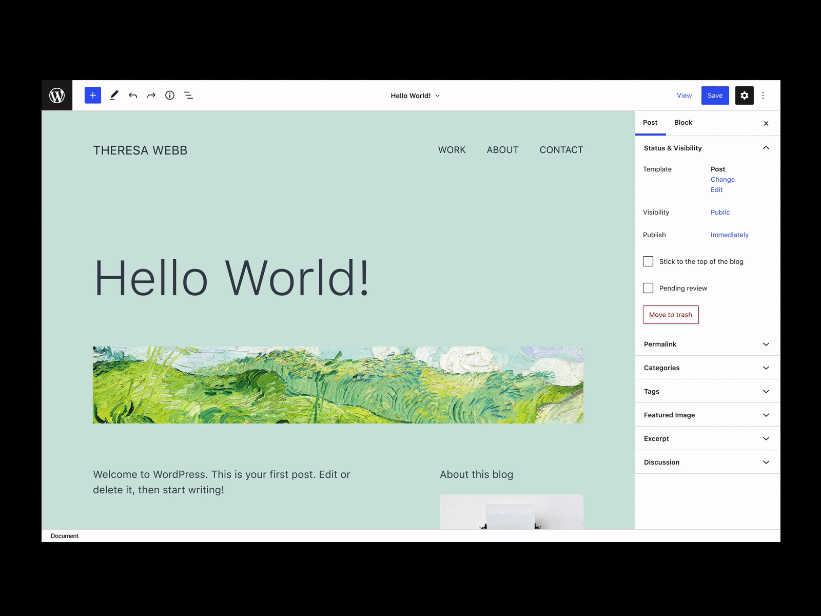 Visual template switching in the WordPress editor gutenberg product design site builder template wordpress