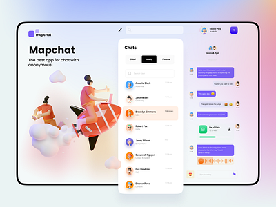 Mapchat 3d app app design application call chat chat app concept dailyui dark design messanger messenger messenger app minimal mobile mobile ui social ui