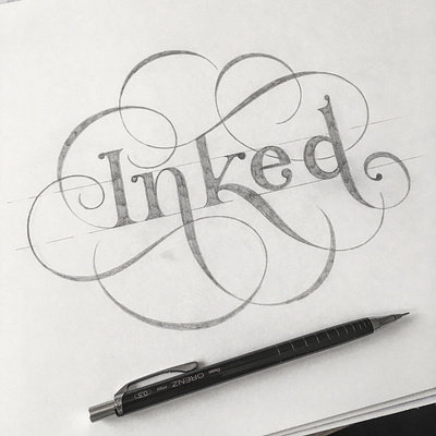 Inked flourishes lettering sketch