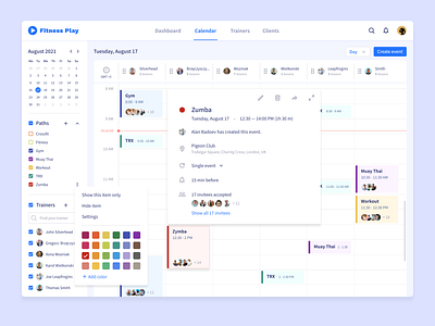 Fitness planner dashboard calendar clean ui dashboard fitness planner schedule ui design ux design web