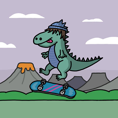 Dino tricks 2d comic illustration procreate