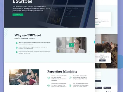 MVP and Landing page environmental, social, governance platform landing page logodesign prototype ui ux