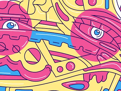 Abstract portrait illustration colorful pastel comics style abstract art blue comics eye face flat style geometric ink lineart modern painting pastel colors pattern poster print print design tattoo design texture vector yellow