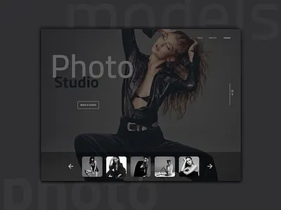 Black&White Landing Page black white button clear design fashion fashion model fashion website landing page layout minimal models navigation photo studio photographer photography photomodel portfolio studio ui woman