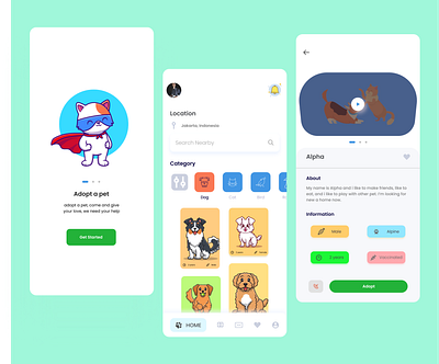 Pet Adoption App design exploration mobile app mobile app design mobile design mobile ui pet pet adoption pet care ui uiux