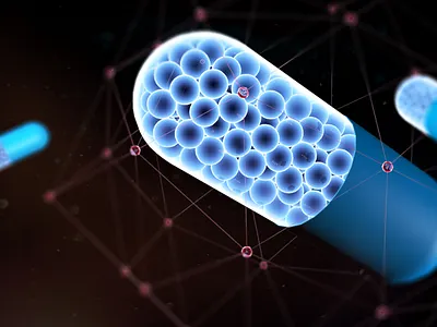 Floating Pills 3d blur glow pill space