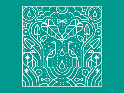 Reflection character editorial foliage geometric graphic illustration leaves linework logo monoline retro symbolism symmetry vector