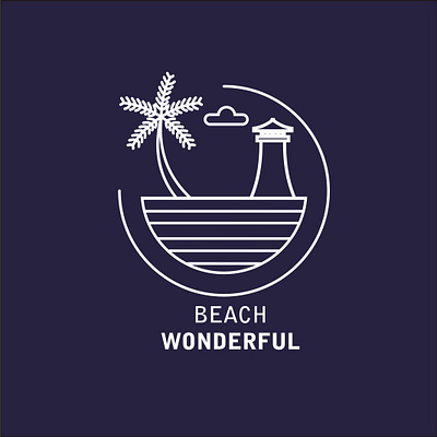 Beach Wonderful Simple line beach beach party branding design illustration line line art line beach lineart lines linework logo simple simple illustration vector wonderful