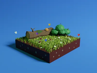 Wooden Meadow (low-poly 3d 3dmodel blender3d frostnout illustration low poly